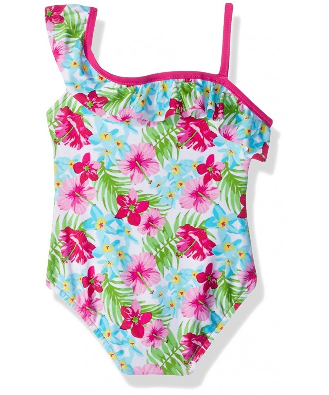 Little Girls' One-Piece Swim Bathing Suit with Asymmetrical Shoulder ...