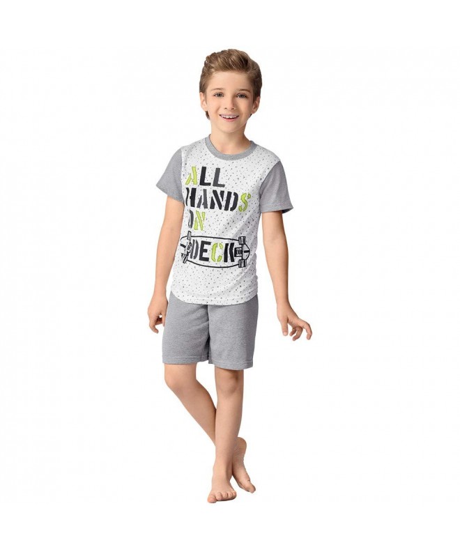 Childrens Pajamas Sleepwear Sleeve - Shorts Gray - CT18MGKU7H2