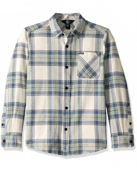 Boy's Caden Plaid Long Sleeve Flannel Shirt - Off-White - CO18H0TLGOD