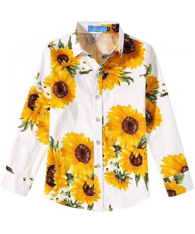 Big Boy's Sunflowers Printed Casual Button Down Long Sleeve Shirt ...
