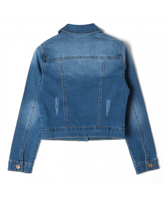 Girls' Ripped Denim Jacket Long Sleeve Stylish Fashion Trendy Jean ...