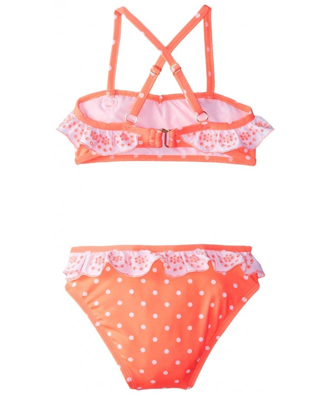 Little Girls' 2 Piece Polka Dot Summer Days Bikini - Melon - CQ11V38RT6D