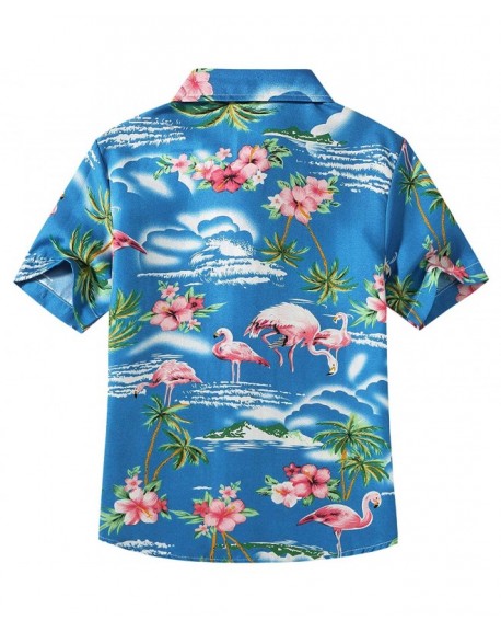 Big Girl's Flamingos Casual Button Down Short Sleeve Hawaiian Shirt ...