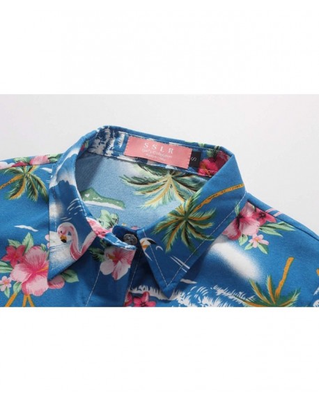 Big Girl's Flamingos Casual Button Down Short Sleeve Hawaiian Shirt ...