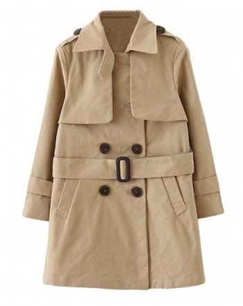 Girl's Basic Double Breasted Long Sleeve Trench Jacket Coat with Belt ...