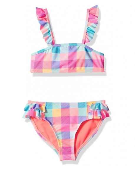 Big Girls' Bandeau Bikini Swimsuit Set with Ruffle - Multi Color Pastel ...