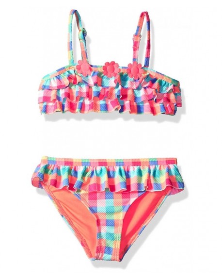 Little Girls' Ruffle Bikini Swim Set - Orange/Multi Pique Gingham ...