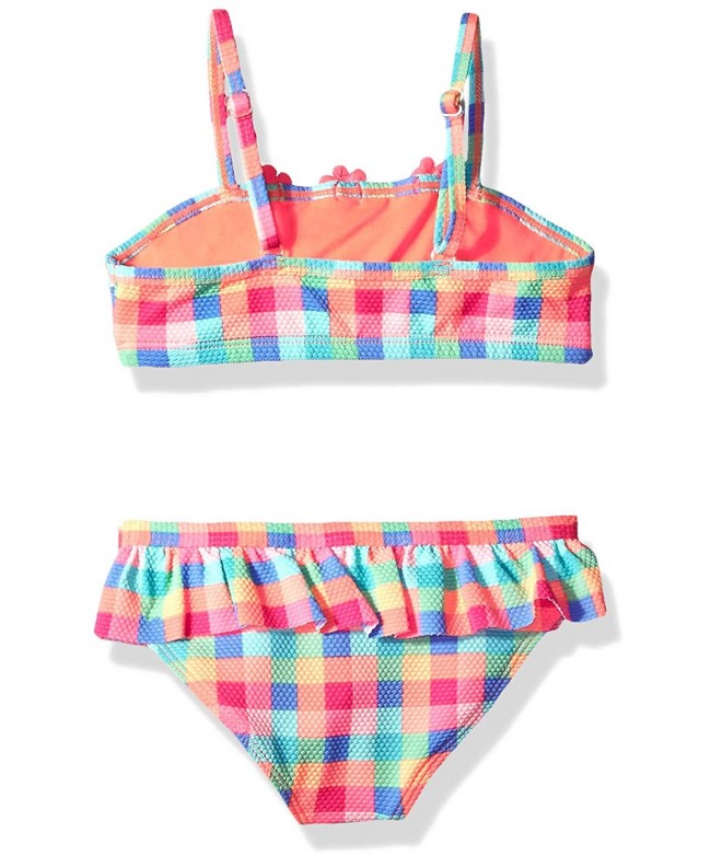 Little Girls' Ruffle Bikini Swim Set - Orange/Multi Pique Gingham ...
