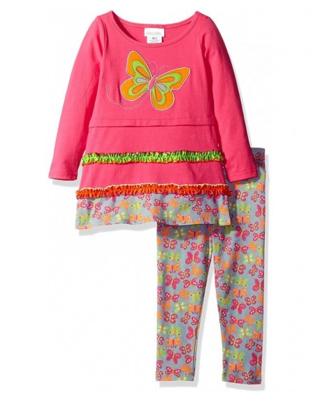 Girls' Little Girls' 2 Piece Set Long Sleeve Dress - Fuchsia - CW12I55XGH7