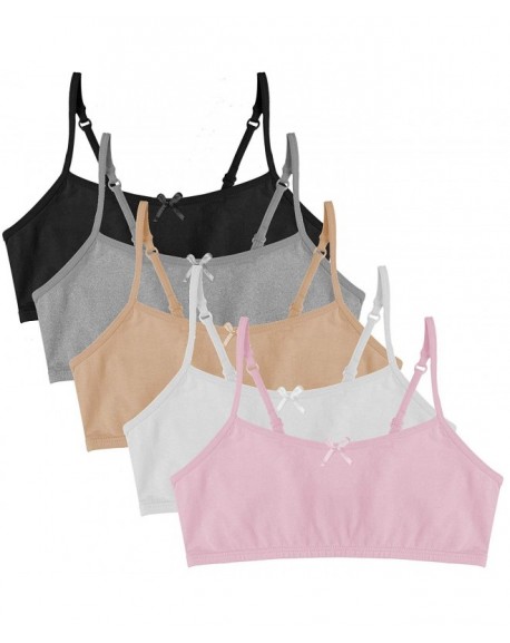 Girl's Cotton Cami Crop Bra with Adjustable Straps - 5 Pack - 5 Pack ...