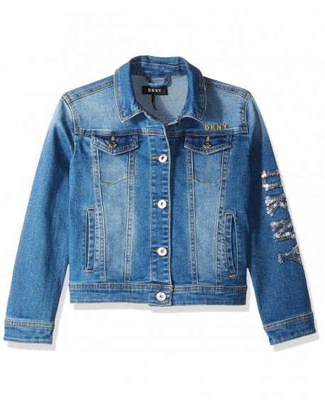 Girls' Big Denim Fashion Jacket - Patch True Medium Wash - CO18NEMGY4L