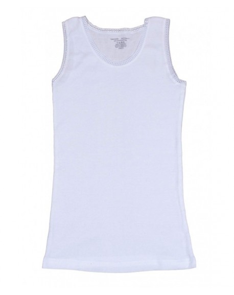 Girls Undershirt Tank Top with Lace Trim (Pack of 6) White - White ...