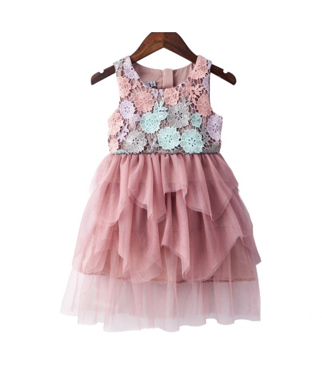 Children Dresses Girls Lace Summer Kids Pink Party Dress Size 5-10 ...