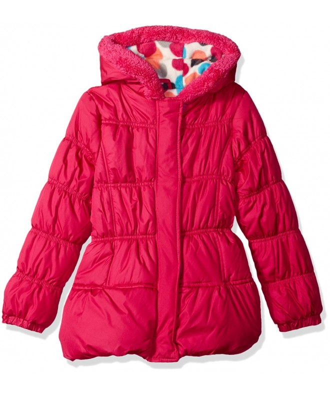 Girls' Puffer Jacket with Multi Dots Lining and Accessories - Berry ...