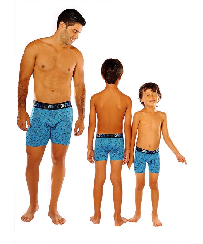 Daddy & Son Boxer Briefs Matching Stretch Underwear Set Father-Dad-Son's ( Men's & Boys') Blue - CC18KZK8ZMM