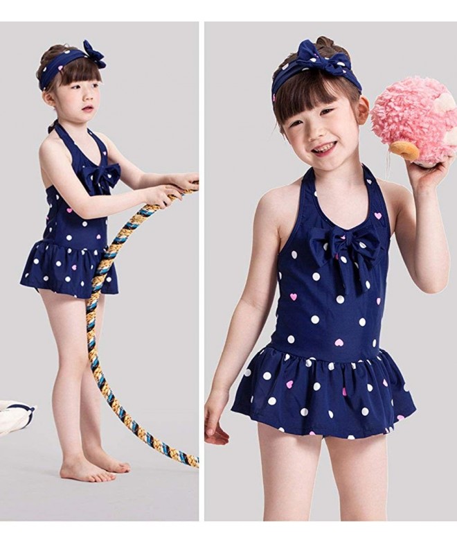 Baby Toddler Little Girls Heart Dot Printed One Piece Halter Swimsuit ...