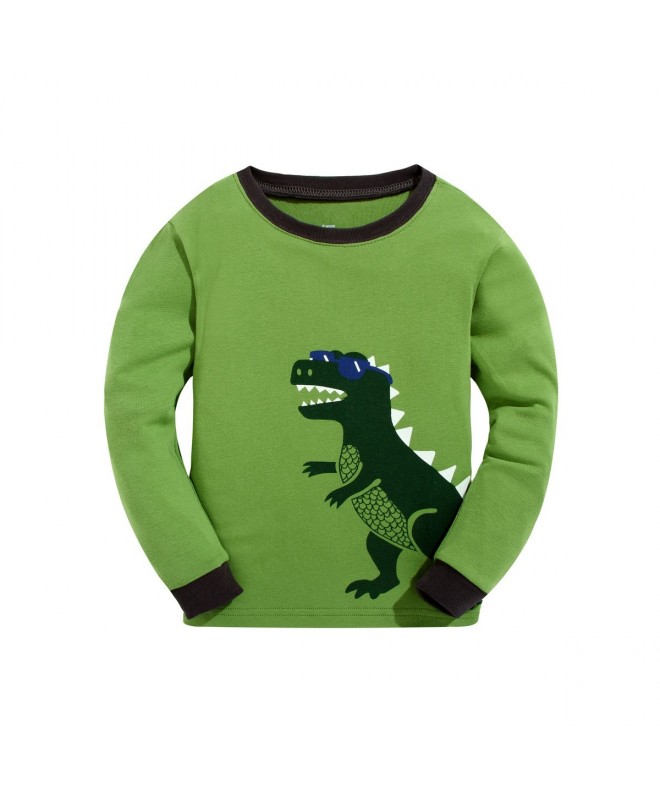 Toddler Boys Dinosaur Pajamas 2-7 Years White - Green - C018D2KNORX