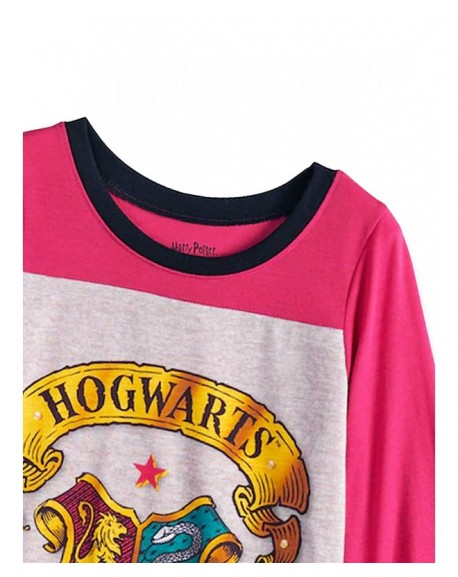 Hogwarts Girls Long Sleeve Nightgown Pajamas - Pink/Grey - C518GL5UUTL