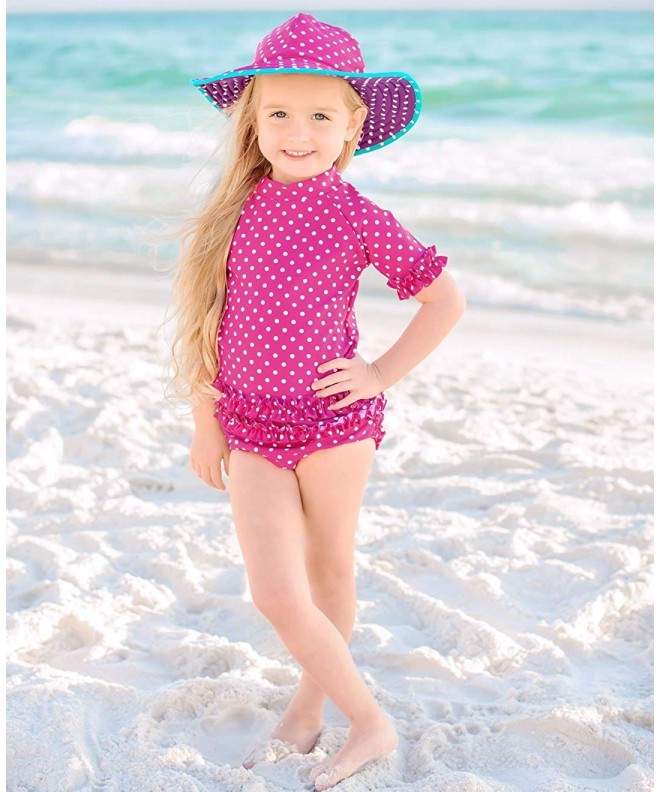 Little Girls Rash Guard Short Sleeve 2-Piece Swimsuit Set - Polka Dot ...