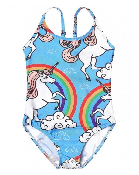 Girls Unicorn Swimsuits One Piece Swimwear Bathing Suits Rash Guard UPF ...