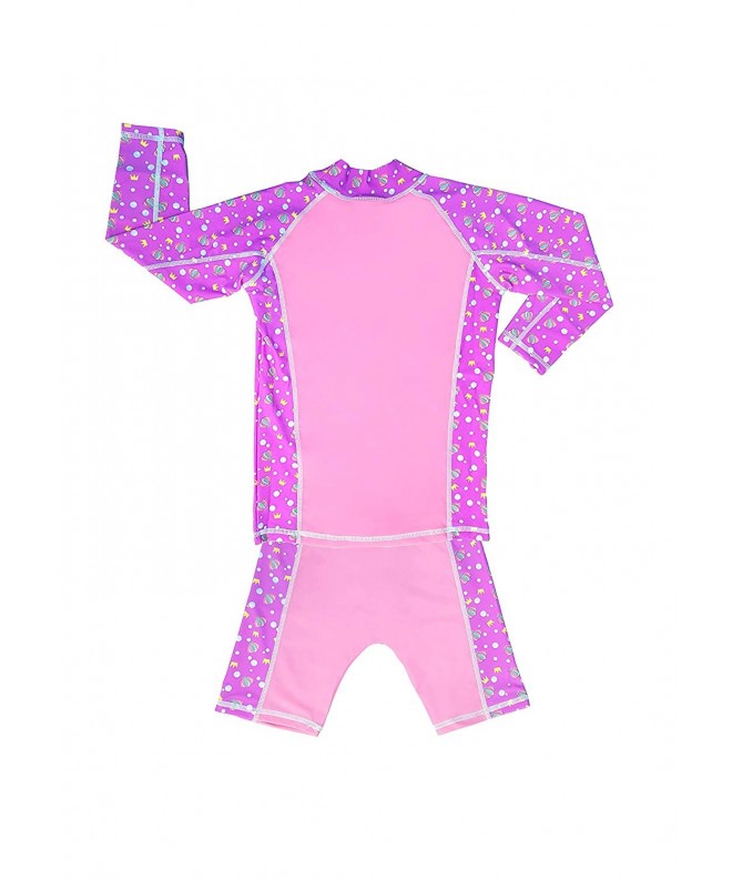 Kids Mermaid UV50+ Rash Guard Long Sleeve and Shorts - C418DUHO3RR