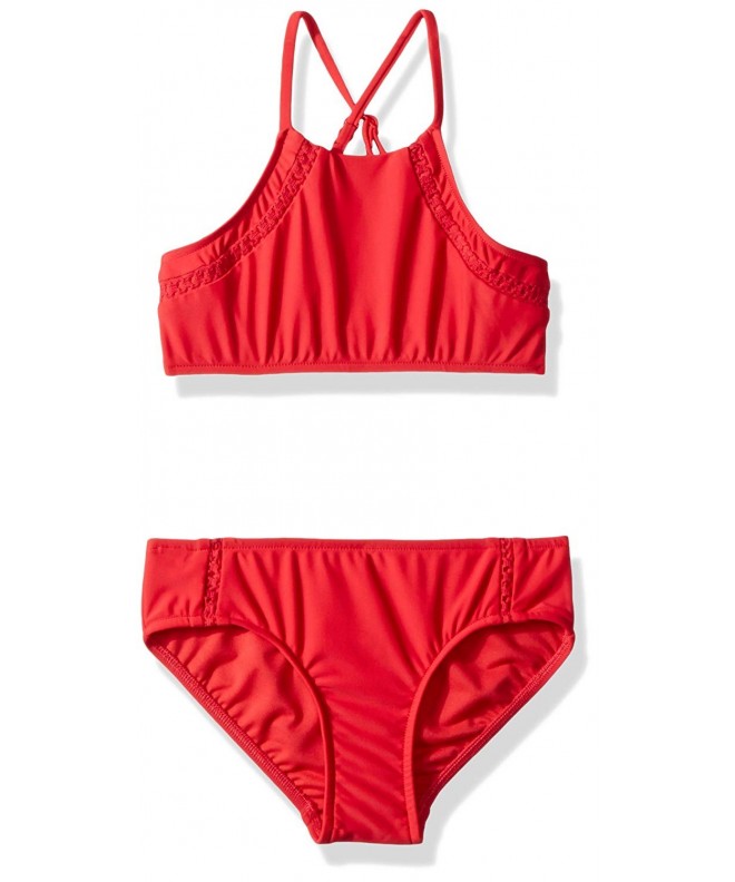 Big Girls' Plain Tankini Swimsuit - Ruby Red - CI1898MORZW