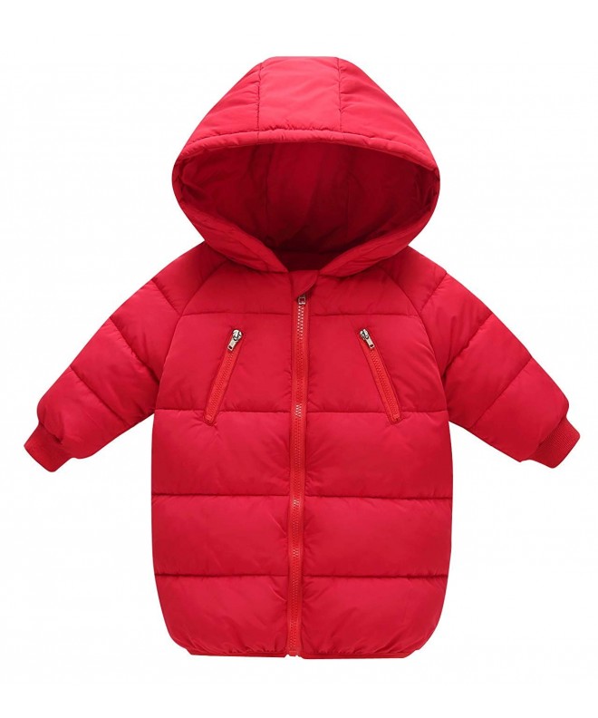 Baby Padded Jacket Puffer Cotton Padded Zipper Up Hooded Long Coat 1-7T ...