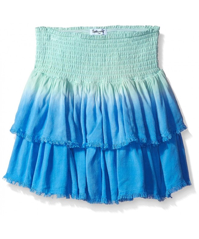 Girls Slim Size Dip Dye Frayed Edges Skirt - Light Green - CK17WWX5GGZ