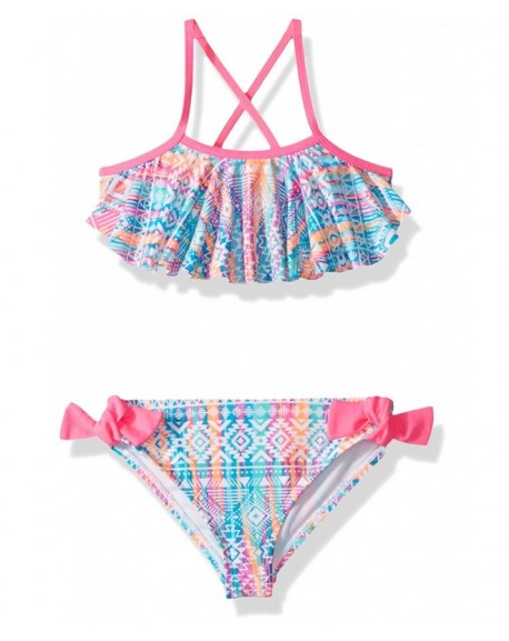 Little Girls Ethnic Print Flounce Bikini Swim Set - Multi - CS186Y7Y9U4