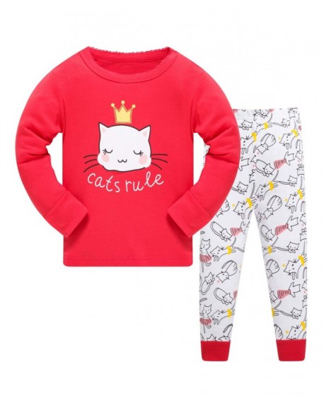 Girls Cat Pajamas Set 2-7 Years - Red - CT18H5YGMWE