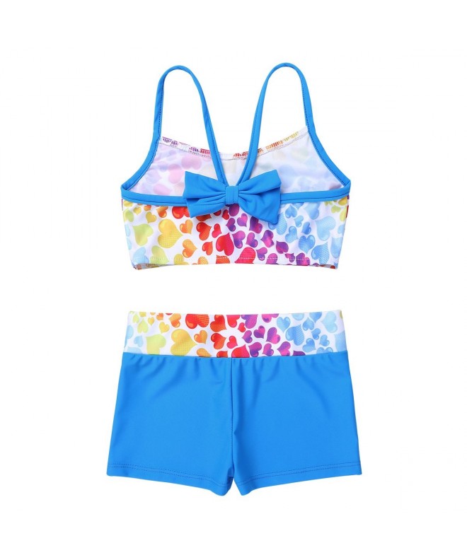 Kids Girls Heart-Shaped Pattern Bowknot Back Tops with Bottoms Athletic ...