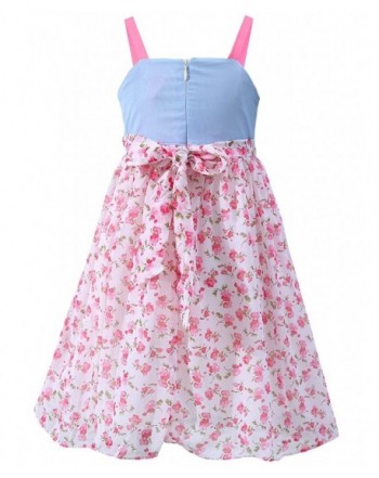 Girl's Big Bow Floral Spaghetti String Casual Dress - Pink Floral ...