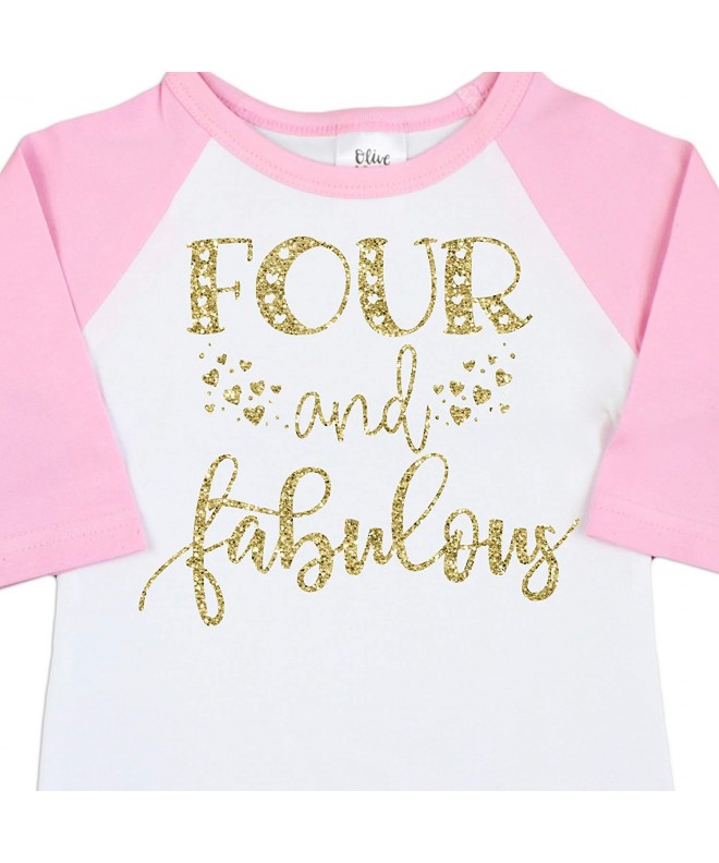 Four and Fabulous 4th Birthday Shirt Girl Fourth Birthday Shirt for ...