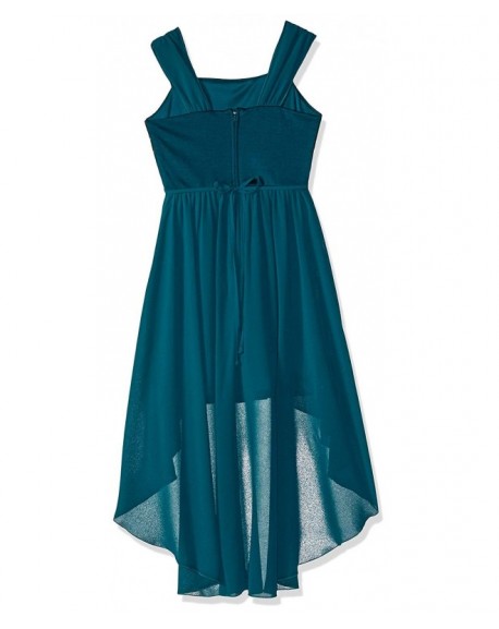 Girls' Big Textured Knit Party Dress with High-Low Overlay - Teal/Beet ...