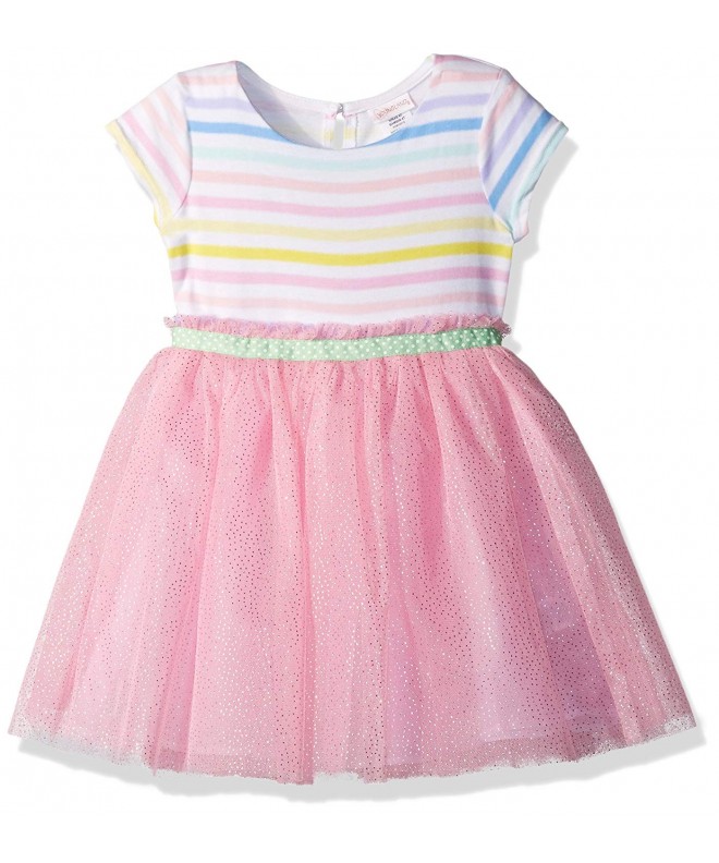 Girls' Toddler Striped Knit to Mesh Fashion Dress - Pink/Multicolor ...