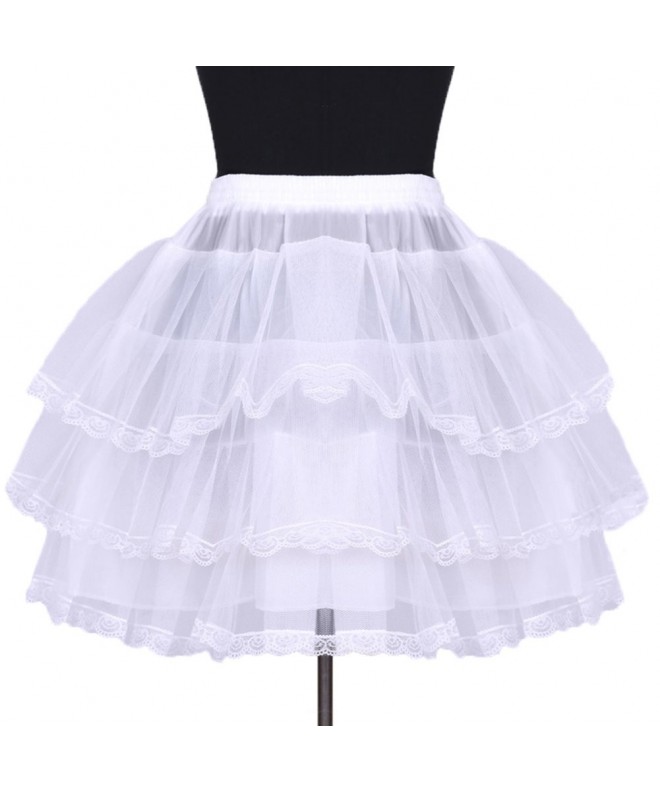 Girl's Short Lace Crinoline Underskirt Petticoat - White - CX1850MZTM6