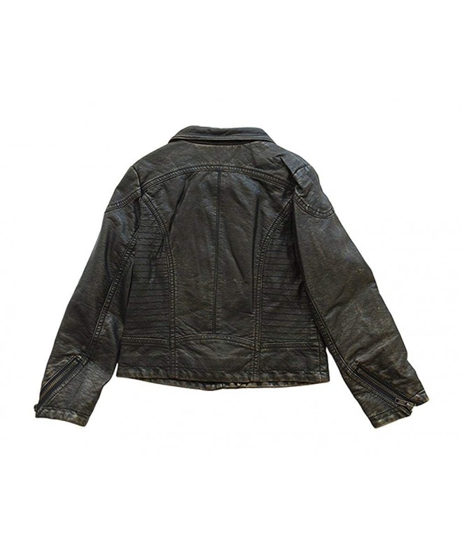 Little Girl Faux Leather Moto Jacket Black - CL1264L5IOX