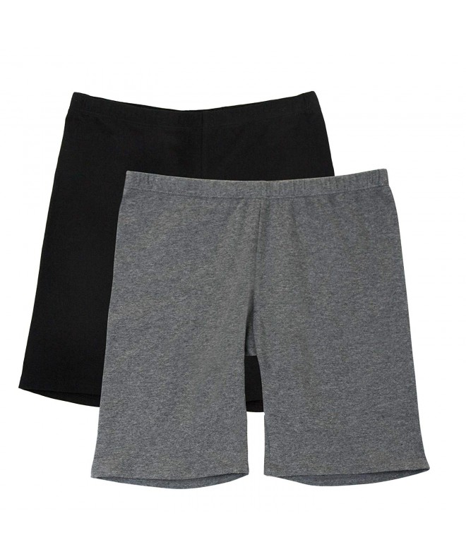 Girls' Big Cotton Under-Skirt Long Short 2 Pack - Black/Charcoal ...
