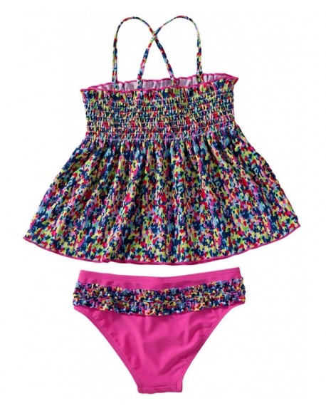 Little Girls' Summer Two Piece Flower Printed Tankini Top Matching with ...