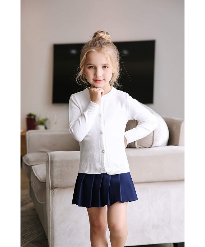Girls Cardigan Sweater School Uniforms Button Long Sleeve Knit Tops ...