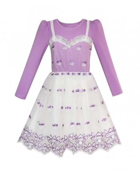 Girls Dress Turquoise Long Sleeve Lace 2-in-1 Princess Tutu - Purple ...