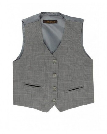 Boy's 4 Button Formal Vest Suit Set - Grey 2 - C517YI9G5GL