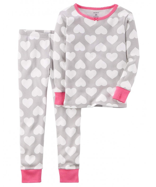 Toddler and Little Girls 4 Piece Snug Fit Long Sleeve Cotton Pajamas (5 ...