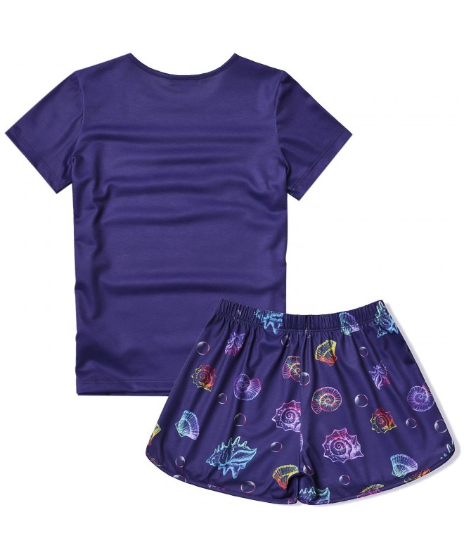 Girls Mermaid Pajamas Sets Pjs Short Sleeve Sleep Shirt Summer Clothes ...