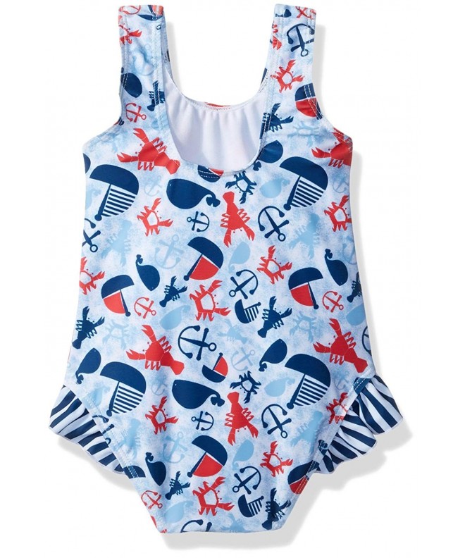 UPF 50+ Delaney Hip Ruffle Swimsuit - Beach Bliss - Lobster Lagoon ...