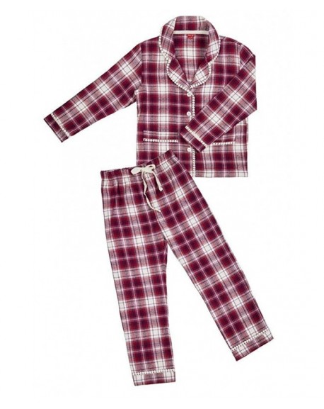 Girl's Pyjamas Check Pattern With Pockets - Red - CN18C3NDY9R