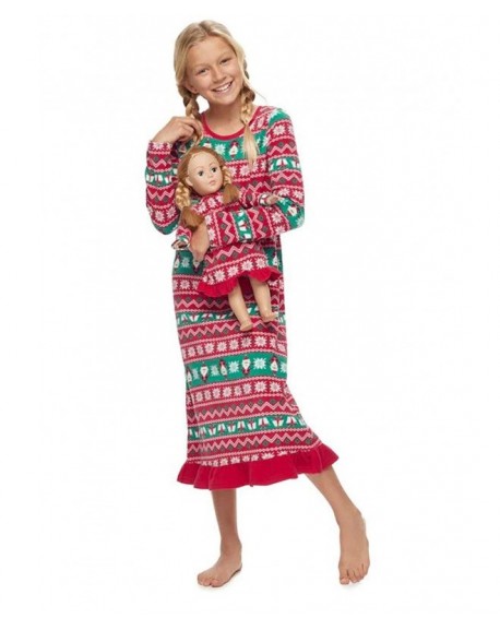 Little Girls' Holiday Fleece Nightgown With Matching 18 Inch Doll ...