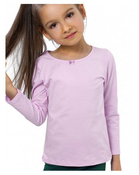 Little Girls Long Sleeve Bow Tie T Shirt - Light Pink - CZ18G2AXDWO