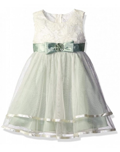 Girls' Ivory Soutach to Sage 2 Tiered Ballerina Dress - Sage - CX12I8FELRD