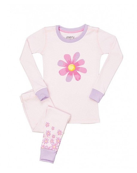 Girls Flower Pajama Set 100 Cotton - Soft Pink - CR17YEY53CA